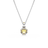 Birthstone Pendant, Square Cut, November, Yellow, Rhodium Plated